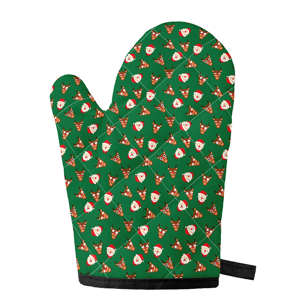 Santa Claus And Reindeer Emoji Print Single Oven Mitt