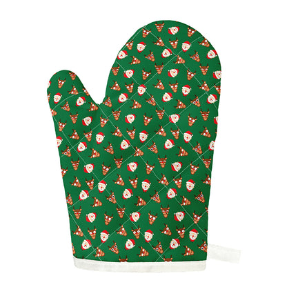 Santa Claus And Reindeer Emoji Print Single Oven Mitt