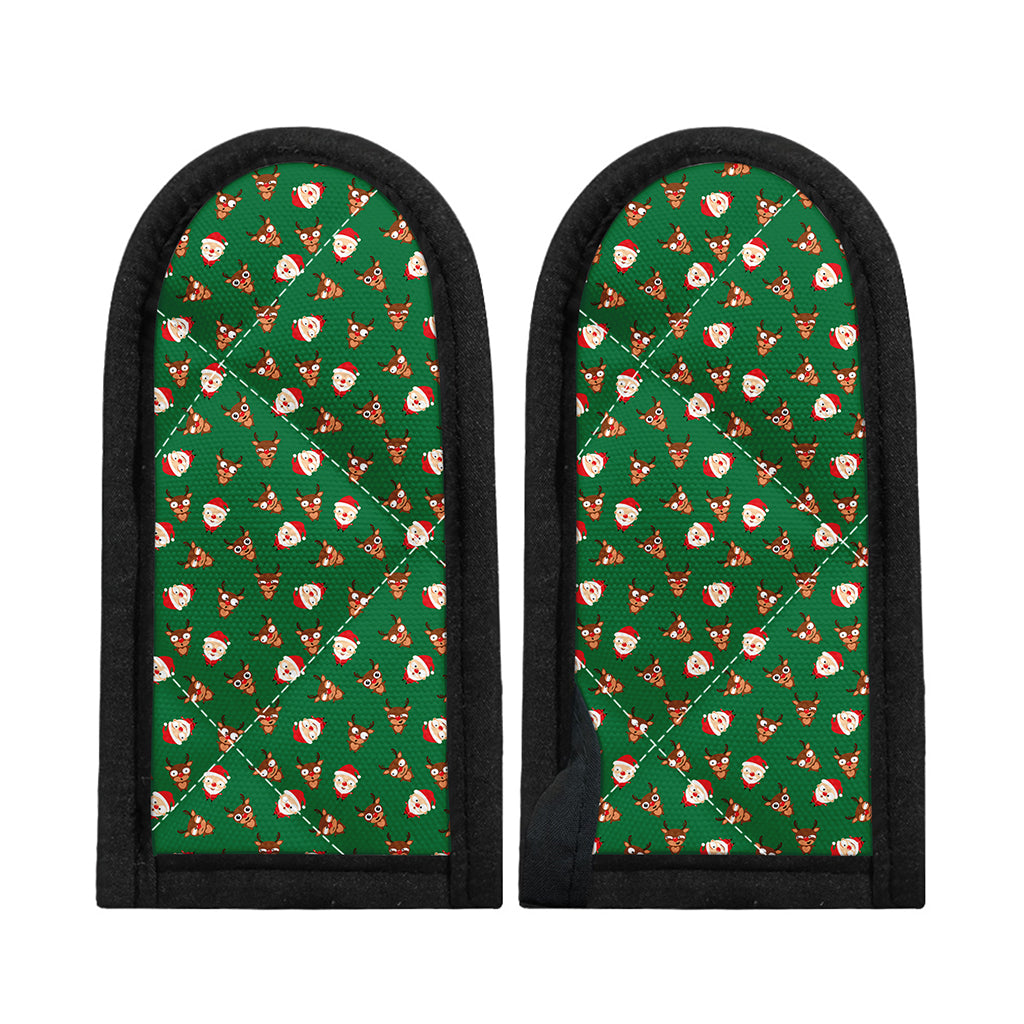 Santa Claus And Reindeer Emoji Print Skillet Handle Cover