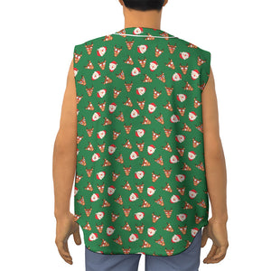 Santa Claus And Reindeer Emoji Print Sleeveless Baseball Jersey