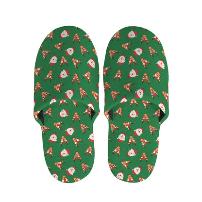 Santa Claus And Reindeer Emoji Print Slippers