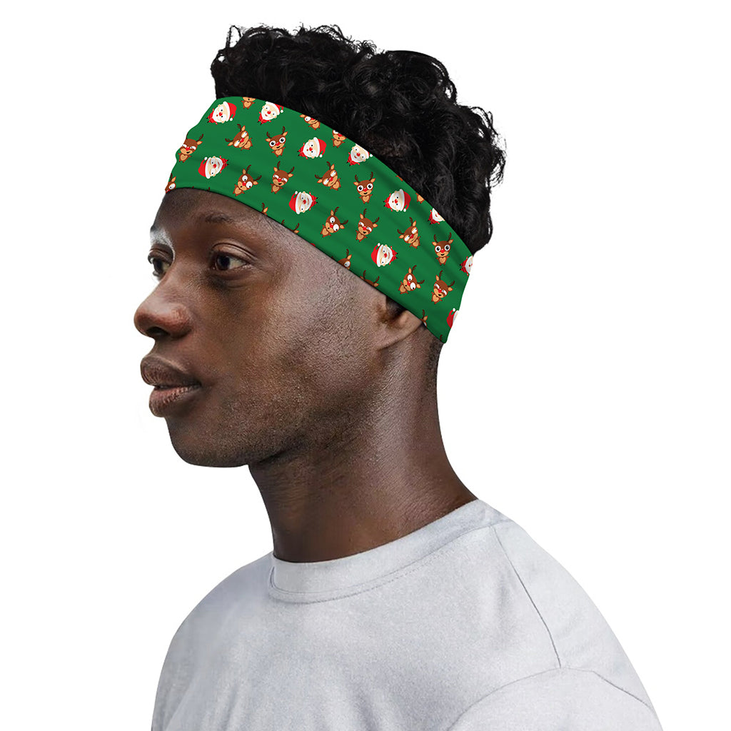 Santa Claus And Reindeer Emoji Print Sports Headband