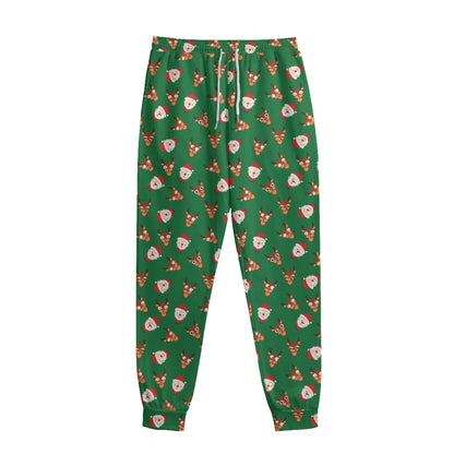 Santa Claus And Reindeer Emoji Print Sweatpants