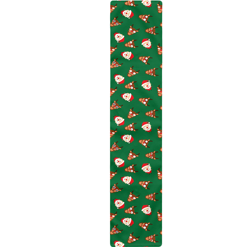 Santa Claus And Reindeer Emoji Print Table Runner
