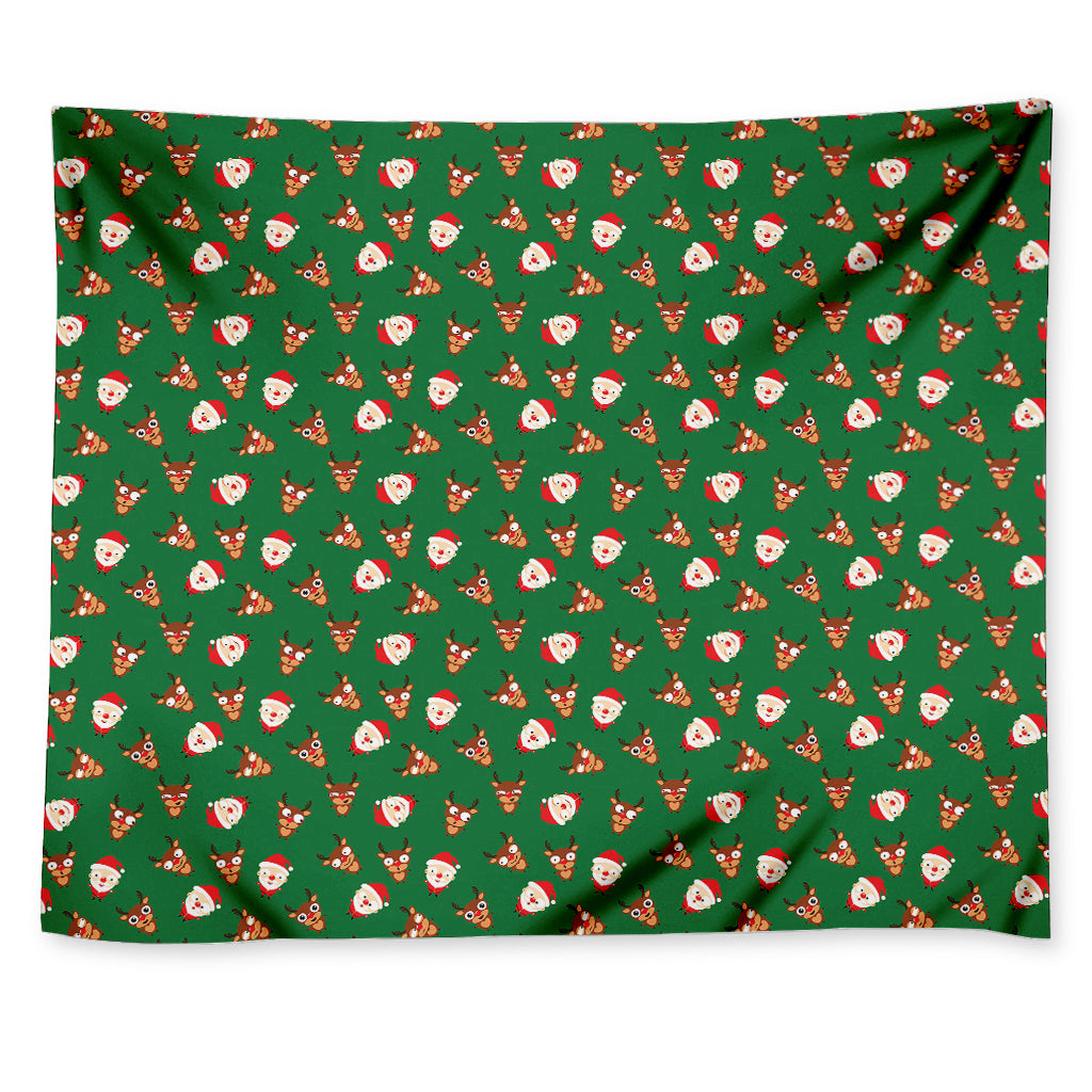 Santa Claus And Reindeer Emoji Print Tapestry