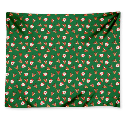 Santa Claus And Reindeer Emoji Print Tapestry