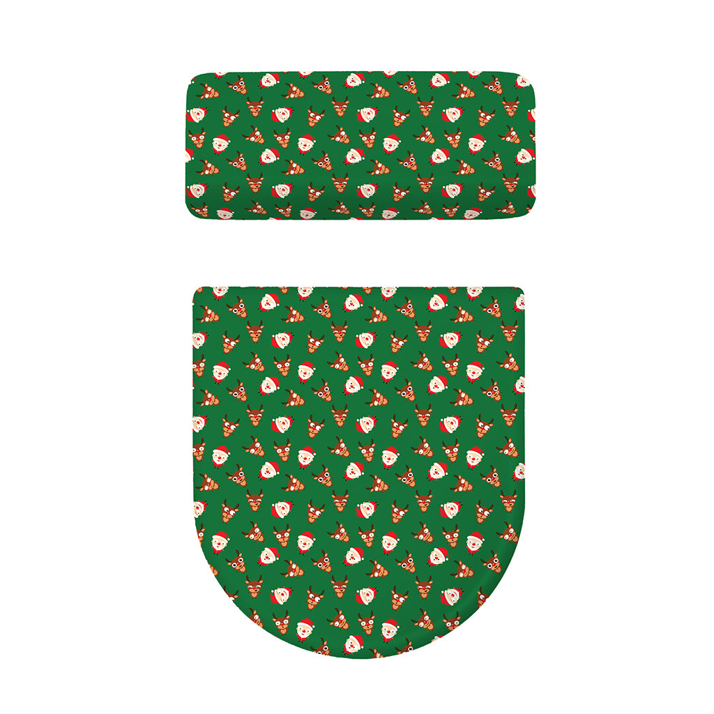Santa Claus And Reindeer Emoji Print Toilet Lid And Tank Cover Set
