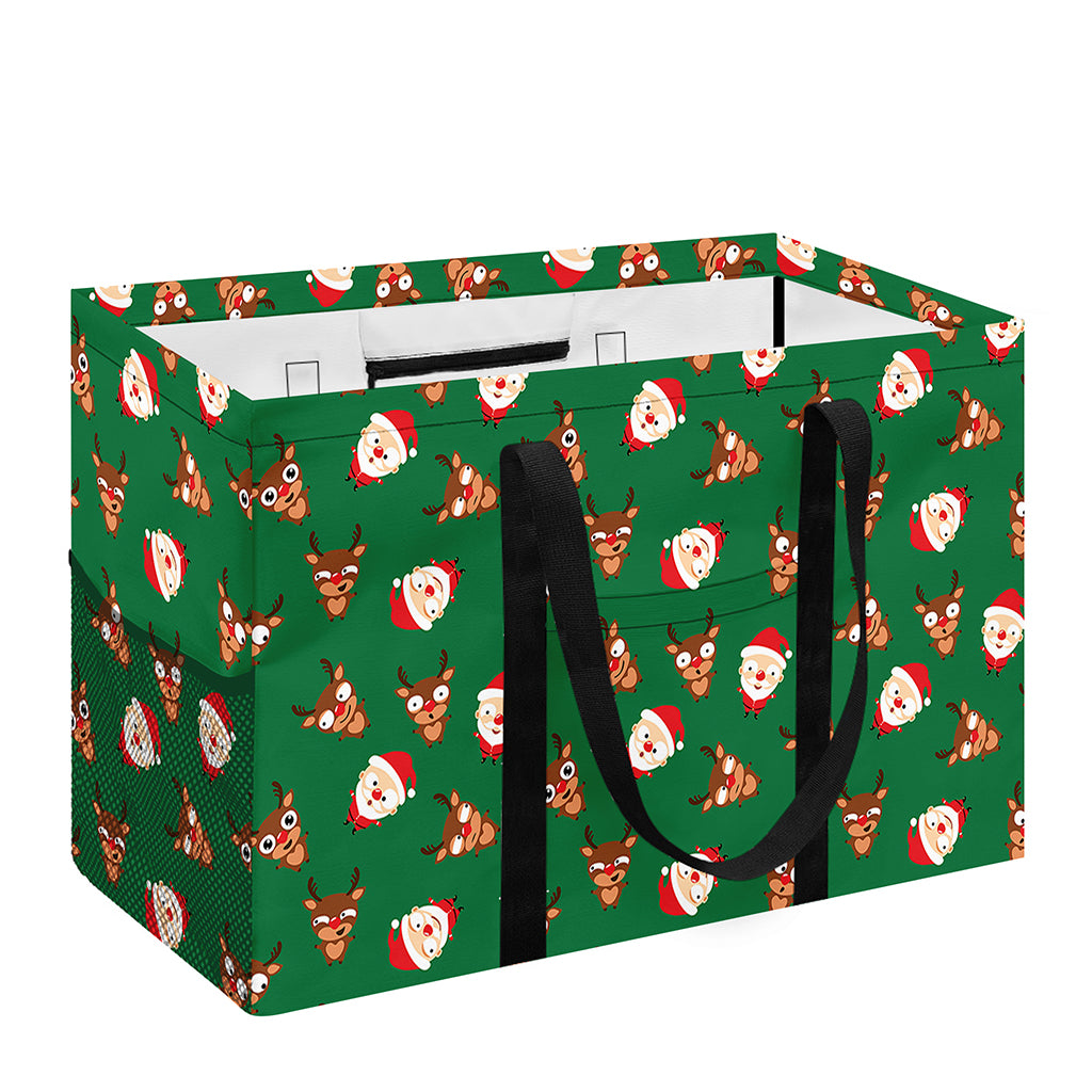 Santa Claus And Reindeer Emoji Print Utility Tote Bag
