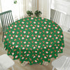 Santa Claus And Reindeer Emoji Print Waterproof Round Tablecloth