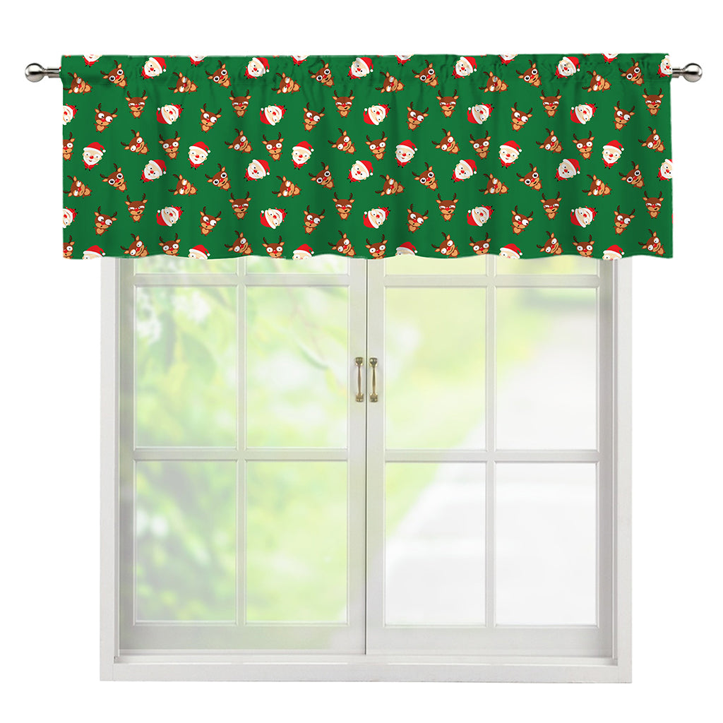 Santa Claus And Reindeer Emoji Print Window Valance