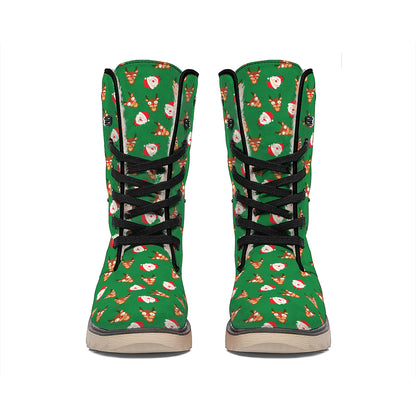 Santa Claus And Reindeer Emoji Print Winter Boots