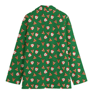 Santa Claus And Reindeer Emoji Print Women's Blazer