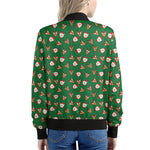 Santa Claus And Reindeer Emoji Print Women's Bomber Jacket