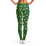 Santa Claus And Reindeer Emoji Print Women's Leggings