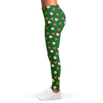 Santa Claus And Reindeer Emoji Print Women's Leggings