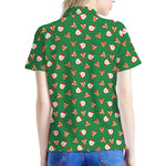 Santa Claus And Reindeer Emoji Print Women's Polo Shirt