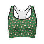 Santa Claus And Reindeer Emoji Print Women's Sports Bra