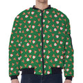 Santa Claus And Reindeer Emoji Print Zip Sleeve Bomber Jacket