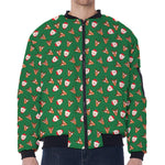 Santa Claus And Reindeer Emoji Print Zip Sleeve Bomber Jacket