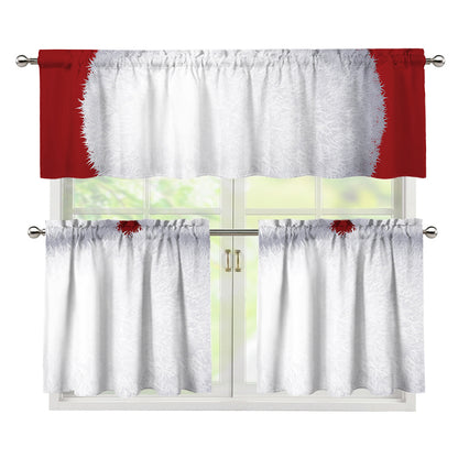 Santa Claus Beard Print 3 Piece Kitchen Curtains