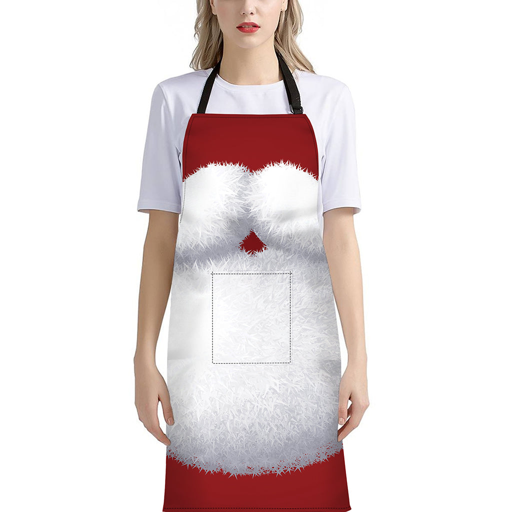 Santa Claus Beard Print Bib Apron With Pocket