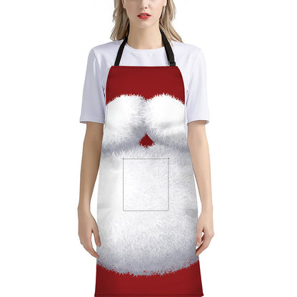 Santa Claus Beard Print Bib Apron With Pocket