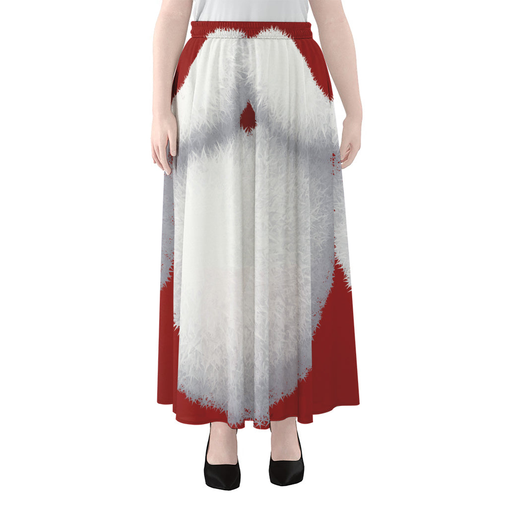 Santa Claus Beard Print Chiffon Maxi Skirt