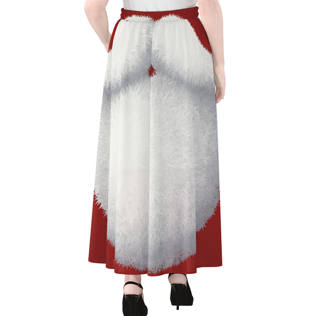 Santa Claus Beard Print Chiffon Maxi Skirt