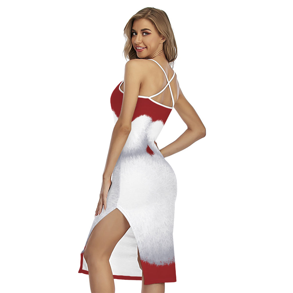 Santa Claus Beard Print Cross Back Cami Dress