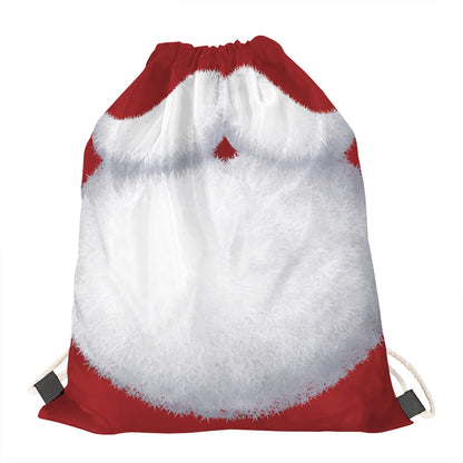 Santa Claus Beard Print Drawstring Bag