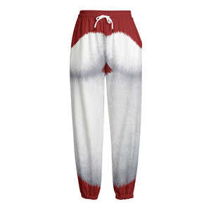 Santa Claus Beard Print Fleece Lined Knit Pants