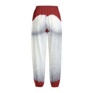 Santa Claus Beard Print Fleece Lined Knit Pants