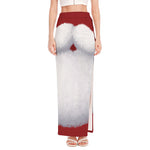 Santa Claus Beard Print High Slit Maxi Skirt