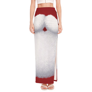 Santa Claus Beard Print High Slit Maxi Skirt