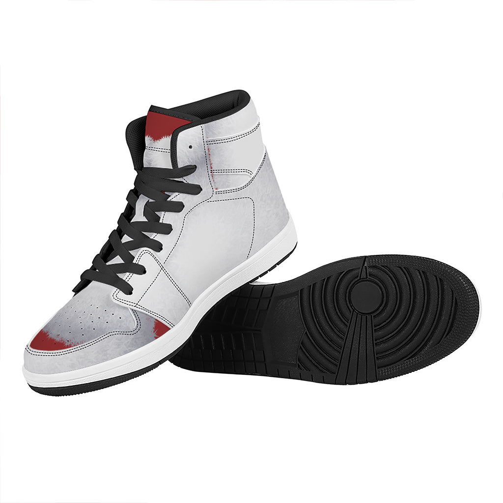 Santa Claus Beard Print High Top Leather Sneakers