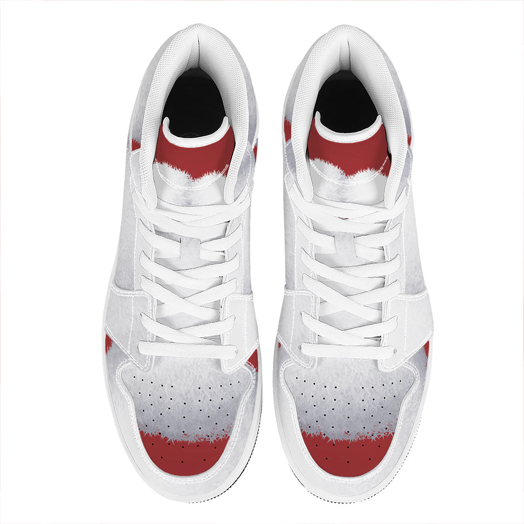 Santa Claus Beard Print High Top Leather Sneakers