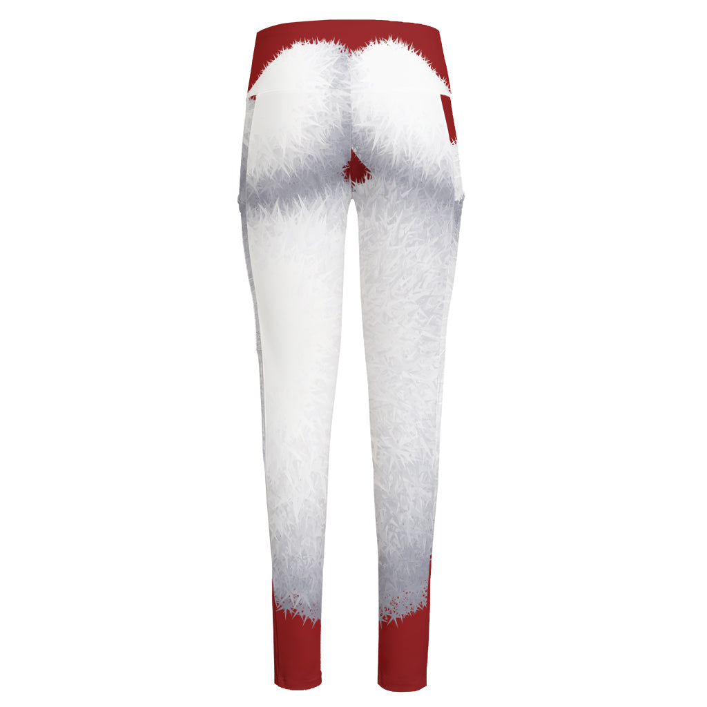 Santa Claus Beard Print High-Waisted Pocket Leggings