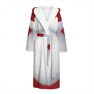 Santa Claus Beard Print Hooded Bathrobe