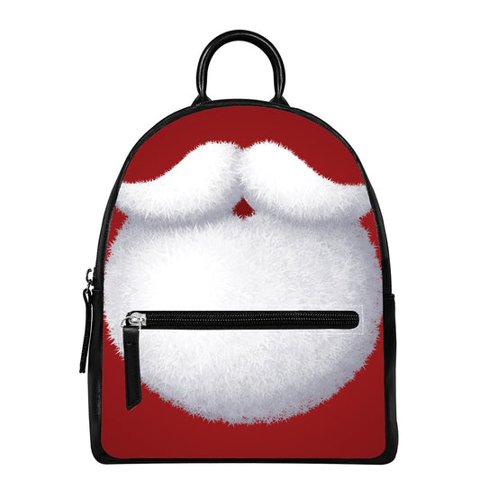 Santa Claus Beard Print Leather Backpack