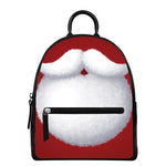 Santa Claus Beard Print Leather Backpack