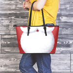 Santa Claus Beard Print Leather Tote Bag
