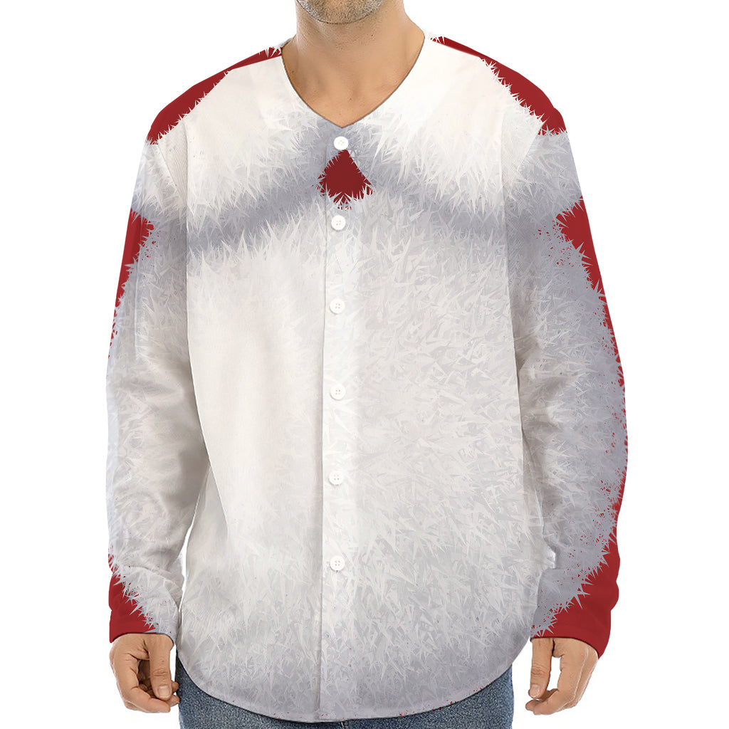 Santa Claus Beard Print Long Sleeve Baseball Jersey