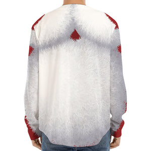 Santa Claus Beard Print Long Sleeve Baseball Jersey