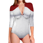 Santa Claus Beard Print Long Sleeve Swimsuit