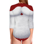 Santa Claus Beard Print Long Sleeve Swimsuit