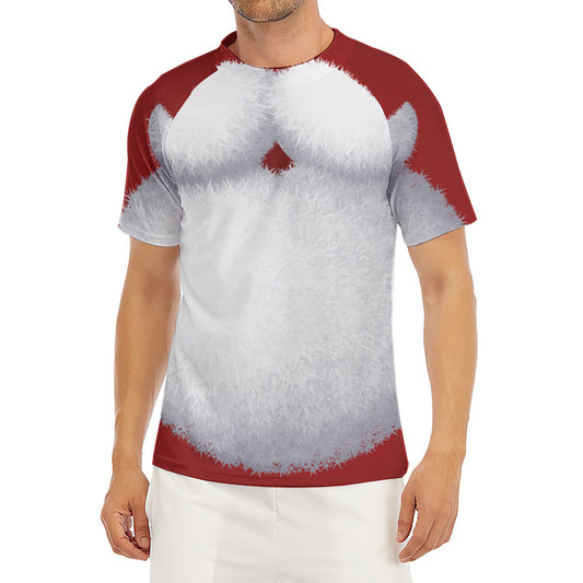 Santa Claus Beard Print Men's Short Sleeve Rash Guard