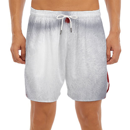 Santa Claus Beard Print Men's Split Running Shorts