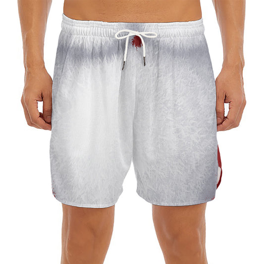 Santa Claus Beard Print Men's Split Running Shorts