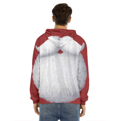 Santa Claus Beard Print Men's Velvet Pullover Hoodie