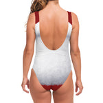 Santa Claus Beard Print One Piece Swimsuit